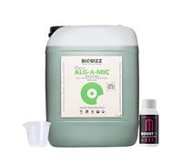 GROWMANIA Alg-A-Mic de BioBizz 5L + Muestra Boost Up de Up Nutrients + Vaso Medidor | Solución Orgánica para Grandes Jardines | Vitalidad y Resistencia para Huertos Extensos