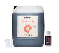 GROWMANIA Bio Bloom de BioBizz 20L + Muestra Boost Up de Up Nutrients + Vaso Medidor | Biobloom Fertilizante Orgánico para Uso Profesional | Agricultura Extensiva y Comercial