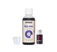 GROWMANIA Bio Up de BioBizz 250 ml + Muestra Boost Up de Up Nutrients + Vaso Medidor | Elevador de PH Orgánico | Para Plantas en Macetas Pequeñas y Cultivos Iniciales