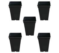 GROWMANIA Pack 5 Macetas Cuadrada para Plantas Negra 18L - Cinco Maceteros de Plástico para Flores 30x30x30 cm