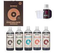 GROWMANIA Starter Pack de Biobizz + Muestra Boost Up de Up Nutrients + Vaso Medidor | Set Fertilizantes para Plantas y Cultivos | Starterset | Abono Líquido para Flores