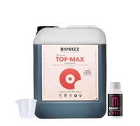 GROWMANIA Top Max de BioBizz 10L + Muestra Boost Up de Up Nutrients + Vaso Medidor | Fertilizante de Floración para Agricultura a Gran Escala | Potenciador de Floración y Fructificación