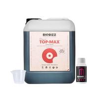GROWMANIA Top Max de BioBizz 5L + Muestra Boost Up de Up Nutrients + Vaso Medidor | Solución Orgánica para Floración Extensiva | Ideal para Grandes Jardines y Huertos