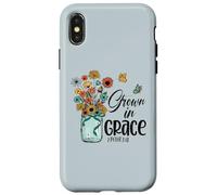 Grown in Grace Christian Womens Top 2 Pedro 3:18 Escritura Carcasa para iPhone X/XS