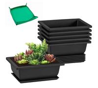 GROWNEER Paquete de 6 macetas de Entrenamiento para bonsái de 6.5 Pulgadas con bandejas de Humedad y 15 Etiquetas para Plantas, Maceta de plástico para árbol bonsái para jardín, Patio, Oficina, Sala