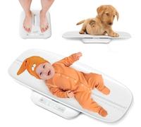 Grownsy Báscula Bebé Digital con Plataforma Extraíble, Función de Retención | Máx. 150 kg para Bebés, Mascotas y Adultos, Medición de Altura 70 cm, Pantalla LED y 5 Modos de Pesaje, Apagado Automático