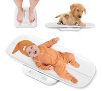 GROWNSY Báscula Bebé Digital con Plataforma Extraíble, Máx. 150 kg, 5 Modos de Pesaje, LED Báscula para Mascotas con Función de Retención, Báscula para Adultos, Medición de Altura Hasta 70 cm
