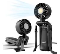 GROWNSY Ventilador portátil para cochecito con clip, mini ventilador plegable para portabebés, pequeño ventilador de mano con luz nocturna suave, ventilador recargable de 4 velocidades para viajes