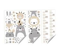 Growth Chart for Kids, Self-Adhesive Wall Sticker Forest Animals Wall Sticker, Children Height Chart for Bedroom Playroom, Removable DIY Mural Decor