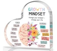 Growth Mindset - Placa acrílica decorativa, terapia de salud mental, oficina, escuela, arte, educativo, pensamientos desafiantes, decoraciones de afirmación, refranes positivos, regalos inspiradores