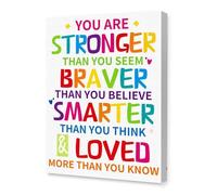 Growth Mindset Poster for Kids & Teens - You Are Strong Brave Kind Canvas Print, Dorm or Bedroom Wall Decor(Unframed,16x24inch(40x60cm))
