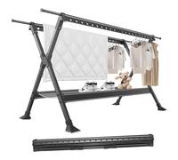 Groyells Tendedero extensible, tendedero de aluminio para camping, percha plegable, percha ajustable para lavandería, dormitorio, tendedero balcón, negro