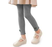 GroYolan Leggings Niña Sin Pies Acanalados de Punto con Lazo Encaje Mallas Niña Largo al Tobillo Suaves Elásticos, 3-12 años