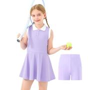 GroYolan Vestido de Tenis para Niña con Pantalón Corto Polo Athletic Dress Sin Mangas Vestidos Deportivos con Bolsillos Ropa Golf Deporte Casual