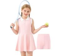 GroYolan Vestido de Tenis para Niña con Pantalón Corto Polo Athletic Dress Sin Mangas Vestidos Deportivos con Bolsillos Ropa Golf Deporte Casual