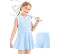 GroYolan Vestido de Tenis para Niña con Pantalón Corto Polo Athletic Dress Sin Mangas Vestidos Deportivos con Bolsillos Ropa Golf Deporte Casual