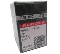 GROZ-BECKERT Aguja - 100 agujas Groz-Beckert 134R 135X5 DPX5 FFG/SES en caja de plástico transparente CKPSMS para muchas máquinas de coser industriales (tamaño de aguja: DPX5 18/110)