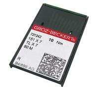 GROZ-BECKERT - Aguja en caja de plástico transparente CKPSMS, 10 unidades por paquete, Groz-Beckert 151 x 7, TLX7, 60 m curvo Serger overlock Machine Agujas (tamaño de la aguja: 80/2)
