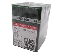 GROZ-BECKERT Aguja en caja de plástico transparente CKPSMS, 100 agujas de titanio para máquina de coser GROZ-BECKERT DBX1 16X257 1738 GEBEDUR (10/70)