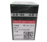 GROZ-BECKERT Aguja en caja de plástico transparente CKPSMS, 100 agujas de titanio para máquina de coser GROZ-BECKERT DBX1 16X257 1738 GEBEDUR (18/110)