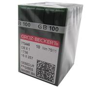 GROZ-BECKERT Aguja en caja de plástico transparente CKPSMS, 100 agujas de titanio para máquina de coser GROZ-BECKERT DBX1 16X257 1738 GEBEDUR (11/75)