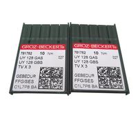 GROZ-BECKERT - Aguja en caja de plástico transparente CKPSMS, 20 agujas Groz-Beckert UYX128GAS UYX128GBS Gebedur Titanium FFG/SES para máquinas CoverStitch (tamaño de aguja: 10/70)