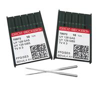 GROZ-BECKERT Aguja en caja de plástico transparente CKPSMS, 20 unidades Groz-Beckert UYX128GAS Agujas de costura compatibles con Brother Juki Yamato Pegasus (20 unidades Groz-Beckert-UYX128GAS 11/75)