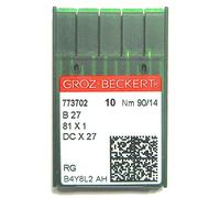 Groz-Beckert Agujas para máquinas de coser industriales (10 B, 27, 81 x 1, 81 x 1 mm, 90/14)