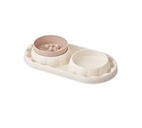 GRPET Juego de cuencos para gatos a prueba de hormigas, alimentación lenta, juego de cuencos para gatos, extraíble, doble comedero para perros, color blanco
