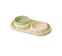 GRPET Juego de cuencos para gatos a prueba de hormigas, alimentación lenta, juego de cuencos para gatos, desmontable, doble comedero para perros, amarillo