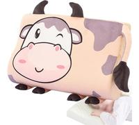 Grpquatsch Almohada para NiñOs,Almohada Plana Que No DañA La Piel, Almohada Bebe, para Bebe con Funda De Almohada, para NiñOs Mayores De 2 AñOs L-Cow