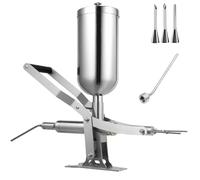 Grpquatsch MáQuina De Llenado Manual De Rosquillas Churros, Rellenadora Profesional De Crema, Inyector Profesional, Acero Inoxidable con 4 Boquillas B