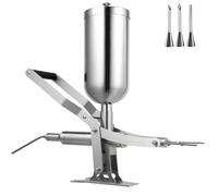 Grpquatsch MáQuina De Llenado Manual De Rosquillas Churros, Rellenadora Profesional De Crema, Inyector Profesional, Acero Inoxidable con 4 Boquillas A