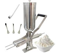 Grpquatsch MáQuina Manual para Rellenar Donas De 5 L, Fabricante Comercial De Acero Inoxidable, con 3 Boquillas, Acero Inoxidable, Gran Capacidad, para Cocina Y Restaurante B