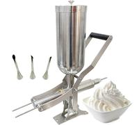 Grpquatsch MáQuina Manual para Rellenar Donas De 5 L, Fabricante Comercial De Acero Inoxidable, con 3 Boquillas, Acero Inoxidable, Gran Capacidad, para Cocina Y Restaurante A