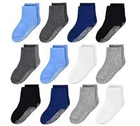 GRPSKCOS Calcetines antideslizantes para niños, 12 pares, calcetines de ABS para niños, calcetines antideslizantes para 6-12 meses, 1-10 años, niños y niñas, #1 Muchachos Multicolor-12 Par, 5-7 Jahre