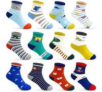 GRPSKCOS - Calcetines antideslizantes para niños, 12 pares de calcetines de agarre para niños de 1 a 7 años, calcetines de tripa bonitos y antideslizantes para niños y niñas, 1-3 años