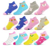 GRPSKCOS Calcetines antideslizantes para niños pequeños con agarre 12 Paris para niños de 1 a 7 años, #4 Estilo de flores (12 pares), 3-5 años