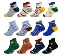 GRPSKCOS Calcetines antideslizantes para niños pequeños con agarre 12 Paris para niños de 1 a 7 años, #6 estilo tiburón (12 pares), 1-3 años