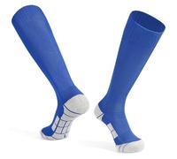 GRPSKCOS Calcetines de fútbol para niños, 1 par de calcetines de fútbol hasta la rodilla, transpirables, para tenis, rugby, hockey, calcetines de fútbol para niños, tallas 31-46, #3 Azul, 35-38