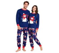 GRPSKCOS Pijamas de Navidad en Pareja para Adultos, Pijamas de Papá Noel para Navidad, Ropa de Dormir Larga, Juego de Pijamas a Juego para Navidad para Hombres y Mujeres, XXL