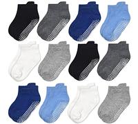 GRPSKCOS Stoppersocken Kinder 12 Paar Rutschsocken Socken Kinder ABS Socken Rutschsocken für 6-12 Monate 1-7 Jahre Jungen Mädchen, #1 Muchachos Multicolor-12 Par, 3-5 años