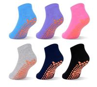 GRPSKCOS Stoppersocken Kinder Yoga Trampolin Socken rutschfeste Socken Kinder 6 Paar Indoor ABS Socken für Jungen Mädchen 2-13 Jahre, 05 negro+gris+azul marino+púrpur rosa rojo+azul, 10-13 años