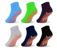 GRPSKCOS Stoppersocken Kinder Yoga Trampolin Socken rutschfeste Socken Kinder 6 Paar Indoor ABS Socken für Jungen Mädchen 2-13 Jahre, 01 negro+gris+azul marino+azul+verde+morado oscuro, 10-13 años