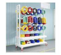 GRRICEPL Estante Resistente para Bobinas De Cable con Ruedas Bloqueables, Expositor Metálico Ajustable De Acero para Almacenamiento De Bobinas De Cable(Blanco,150x60x200 cm-2/2)