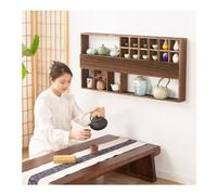 GRRICEPL Estantería Flotante De Madera con Múltiples Compartimentos Y Puerta, Estante para Tazas De Té, Expositor para Colecciones Antiguas, Armario De Pared Retro para Salón U Oficina(marrón)