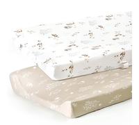 GRSSDER Juego de 2 fundas elásticas de punto de jersey ultrasuave, para cambiador, se ajustan a almohadillas de 32/34 x 16 pulgadas, seguras y cómodas, bonito patrón para niños y niñas, elegante