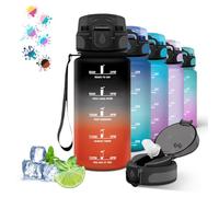 Grsta 500ml Botella Agua Niños, Botella Reutilizable a Prueba de Fugas, Botella con Pajita, Botellas Agua Niños Colegio, Cantimplora Infantil para la Escuela, Oficina, Viajar, Negro-Rojo