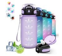 Grsta 500ml Botella Reutilizable a Prueba de Fugas, Botella con Pajita, Botellas Agua Niños Colegio, Botella de Agua para la Escuela, Oficina, Viajar, Deportes, Púrpura