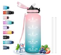 Grsta Botella 1 5 Litros, con Pajita, con Marca de Tiempo, Botella Reutilizable a Prueba de Fugas, Botella Agua Grande, Botella de Agua para Gimnasio, Ciclismo, Yoga